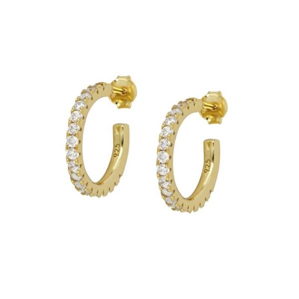 Imagen de Aros Maldivas Circonitas Plata Dorada