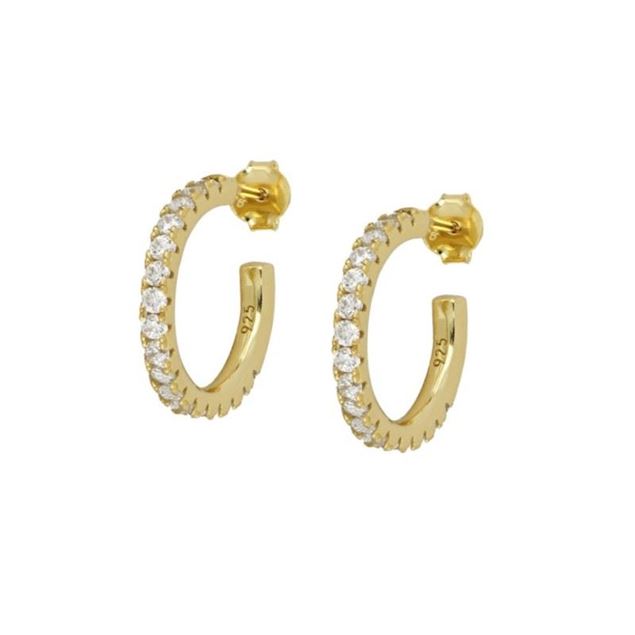 Imagen de Aros Maldivas Circonitas Plata Dorada